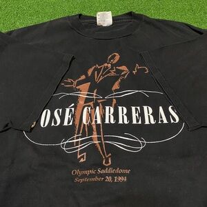 Vintage 90s José Carreras Saddledome Concert Tribute Mario Lanza TShirt XL Black